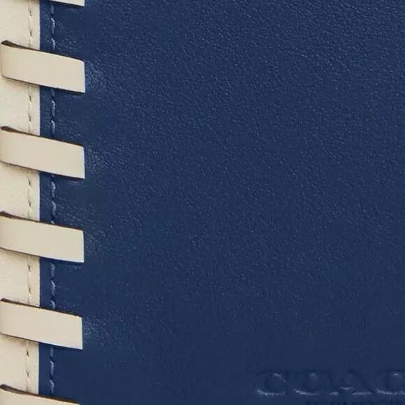 NWT COACH CAX52 Passport Card Case Whipstitch Smooth Leather Wallet Blue/Chalk - Picture 7 of 7